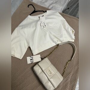 Cream top with a cream bag